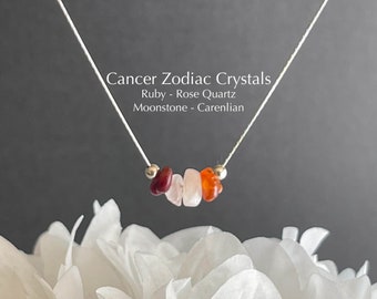Cancer Zodiac Sign Necklace Raw Crystals Zodiac Sign Astrology Choker Crystal Jewelry