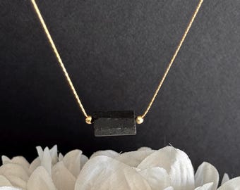 Halsband med svart turmalinkristall, skyddande smycken, justerbar kedja