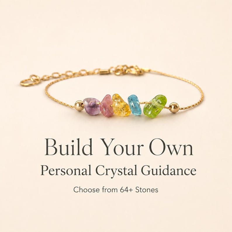 Crystal Healing Energy Bracelet Personalized Birthstone Jewelry Family Custom Design Raw Natural Gemstone Collection Build Own Ankle Bracelet Mother Gift Meaningful Present Spiritual Wellness Accessory Daily Wear Healing Stones Customizable