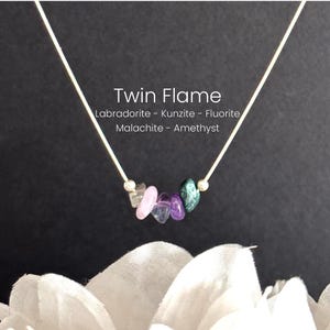 Twin Flame Necklace Raw Crystal Necklace Sterling Silver or 14K Gold Filled
