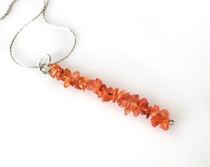 Carnelian pendant Beaded Bar Necklace, Courage Necklace, Encouragement Gift, Strength Jewelry