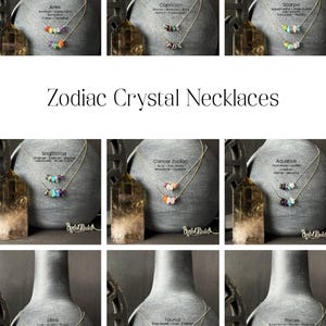 Zodiac Sign Crystal Necklace Raw Crystals Astrology Choker Crystal Jewelry