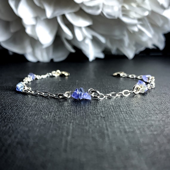Tanzanite Beaded Bracelet Ankle Bracelet Satellite Chain Silver Anklet Etsy