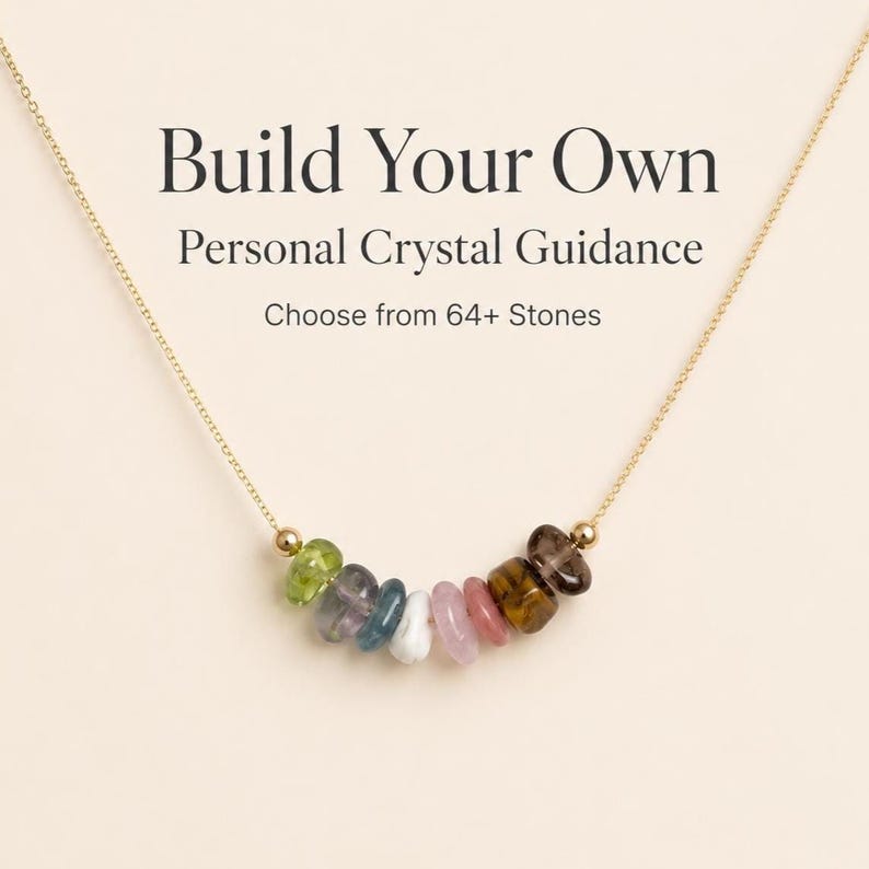 Healing Crystal Jewelry Personalized Gemstone Necklace Spiritual Energy Pendant Custom Stone Selection Adjustable Chain Design Intention Setting Accessory Meaningful Gift Idea Energy Balancing Tool Daily Wear Option Beautiful Handcrafted