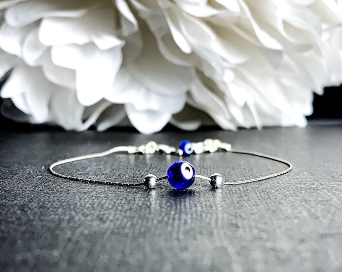 Evil Eye Protection Bracelet, Turkish Evil Eye Empath Anxiety Protection Ankle Bracelet Anklet, Dainty Bracelet