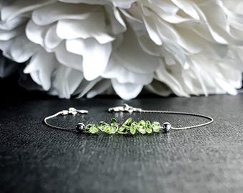 Raw Peridot Bracelet, Good Luck Bracelet, Energy Bracelet, August Birthstone