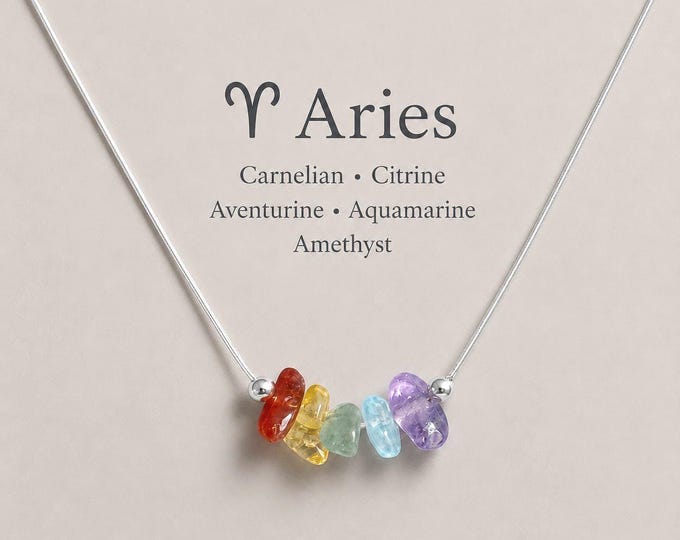 Aries Necklace Raw Crystals Zodiac Sign Astrology Choker Crystal Jewelry