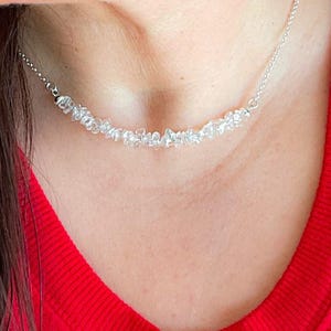 April Birthstone Necklace Clear Quartz Raw Stone Crystals Choker