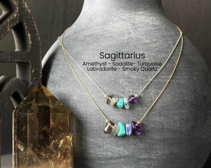 Sagittarius Necklace Crystal Zodiac Necklace Minimalist Jewelry Personalized Gift