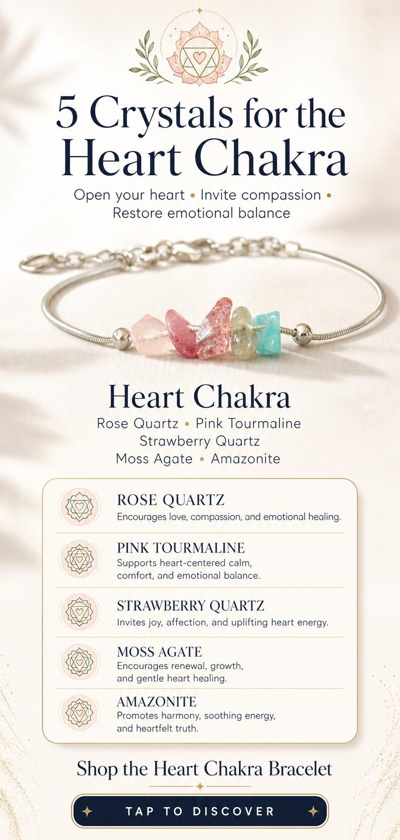 Heart Chakra Crystal Bracelet Gold Filled Anklet Silver Gemstone Meditation Gift Yoga Spiritual Wellness Accessory Rose Quartz Moss Agate image 14