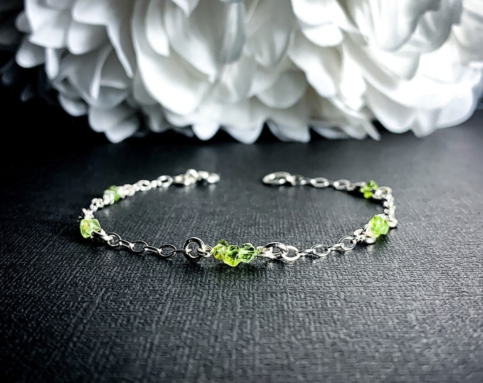 Peridot Satellite Anklet Dainty Bead Bracelet