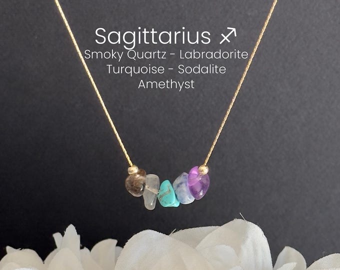 Sagittarius Zodiac Necklace – Raw Crystal Zodiac Jewelry for Astrology Gifts