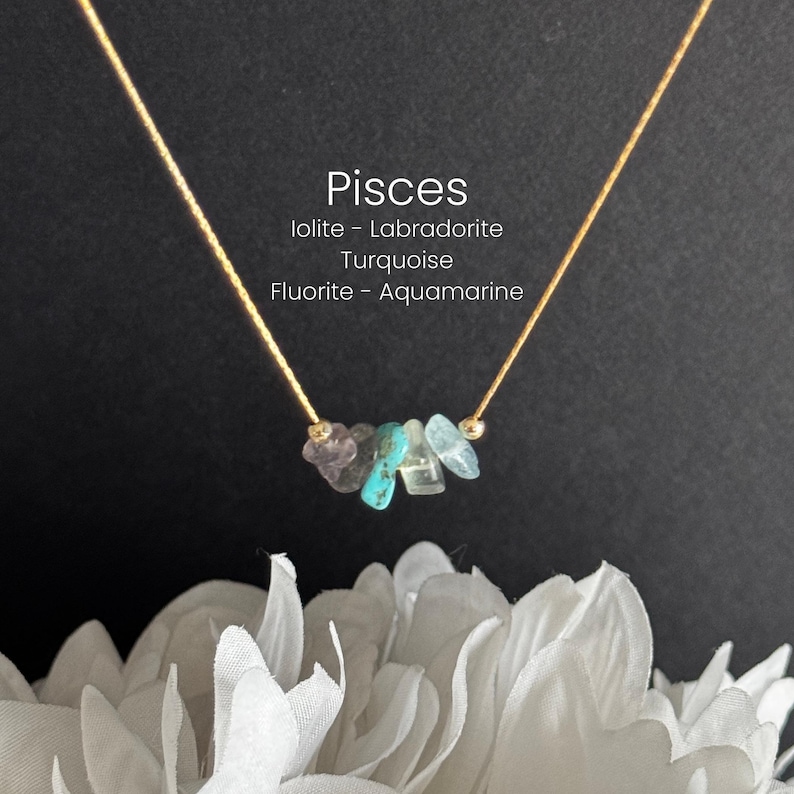 Pisces Necklace Raw Crystals Zodiac Sign Astrology Choker Crystal Jewelry image 14