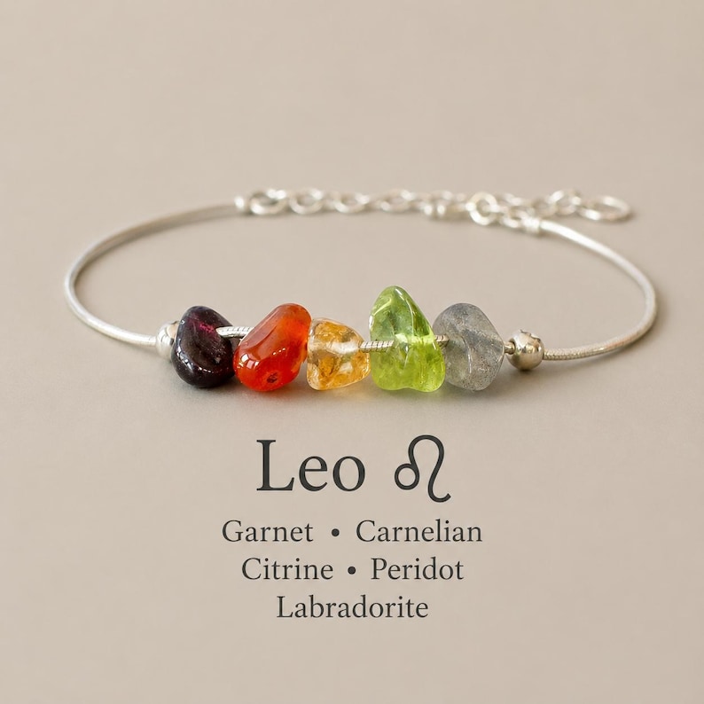 Gemstone Ankle Bracelet Adjustable Gold Anklet Sterling Silver Teardrop Bead Jewelry Women Leo Birthday Gift Zodiac Birthstone Crystal Natural Stones Five Gemstone Beads Garnet Carnelian Citrine Peridot Labradorite Minimalist Layered Style