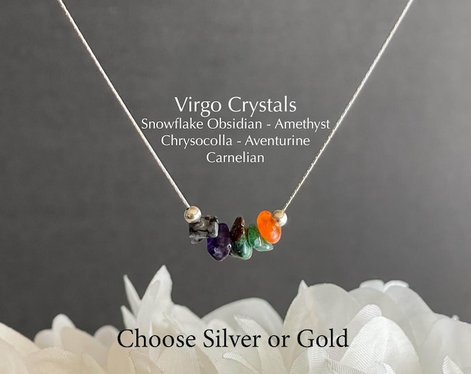 Virgo Necklace Raw Crystals Zodiac Sign Astrology Choker Crystal Jewelry