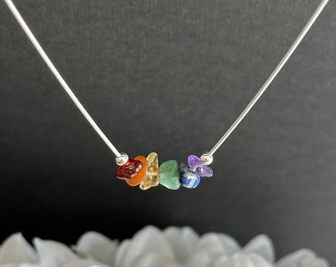 Pride Necklace Rainbow Gay Pride Raw Crystal Gemstone Necklace