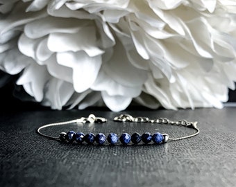 Blue Sapphire Bracelet Sterling Silver Chain Anklet
