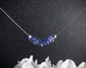 Raw Tanzanite Necklace, Aura Cleansing, anxiety crystals, December Birthstone