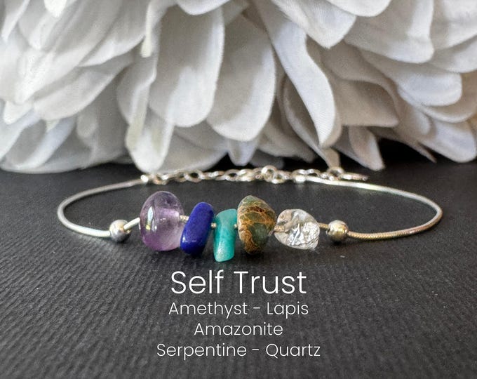 Self Trust Raw Crystal Bracelet or Ankle Bracelet for Personal Growth to Trust Yourself