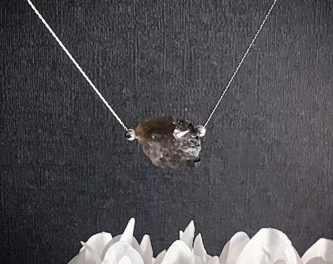 Raw Smoky Quartz Nugget Pendant Necklace, Grounding Necklace, Raw stone Pendant