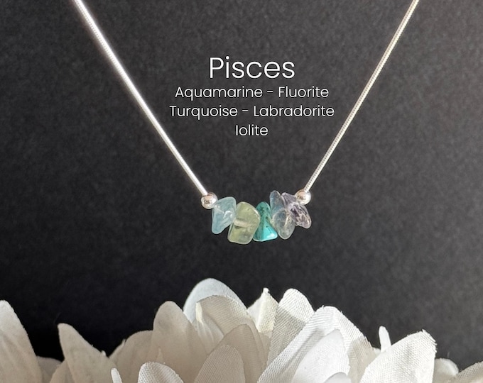 Pisces Necklace Raw Crystals Zodiac Sign Astrology Choker Crystal Jewelry