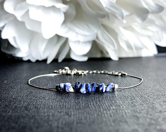 Raw Sodalite Bracelet, Calming Bracelet, Anxiety Bracelet, Stress Bracelet