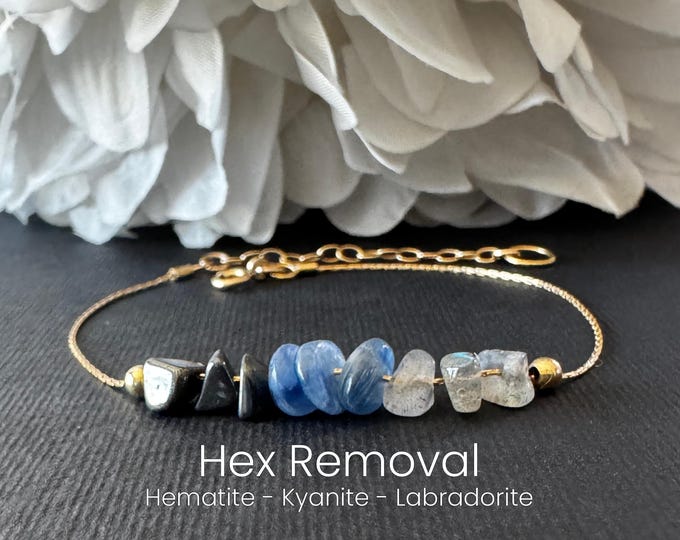 Hex Removal Spell Bracelet / Anklet – Raw Crystal Intention Jewelry Return to Sender & Energy Clearing