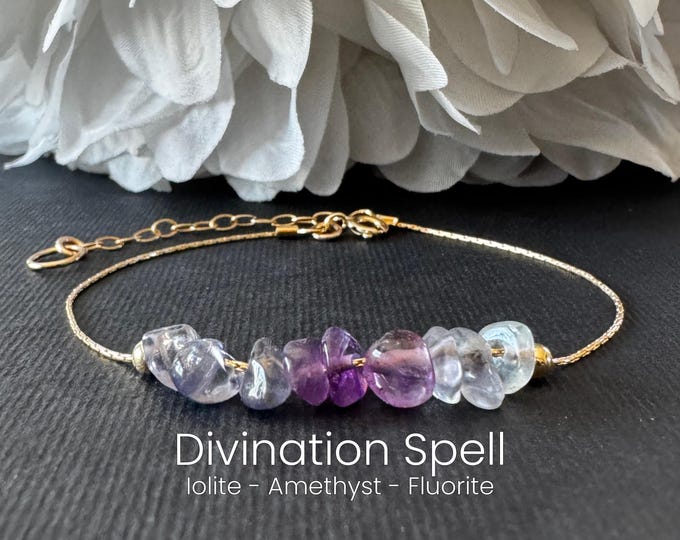 Divination Spell Bracelet or Anklet; Raw Crystal Intention Jewelry