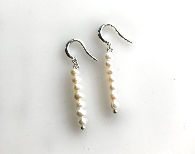 Tiny Pearls, Real Pearl Earrings, raw pearl earrings, delicate earrings