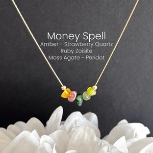 Money Spell Raw Crystal Necklace, Wealth Manifestation Success Manifesting Necklace image 18
