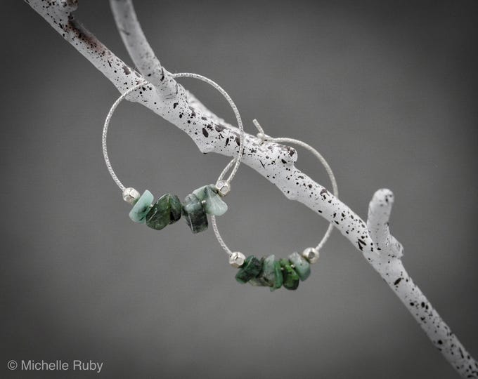 Raw Emerald Earrings, Anxiety Jewelry, Soothing Stones, raw stone earrings, May Birthstone