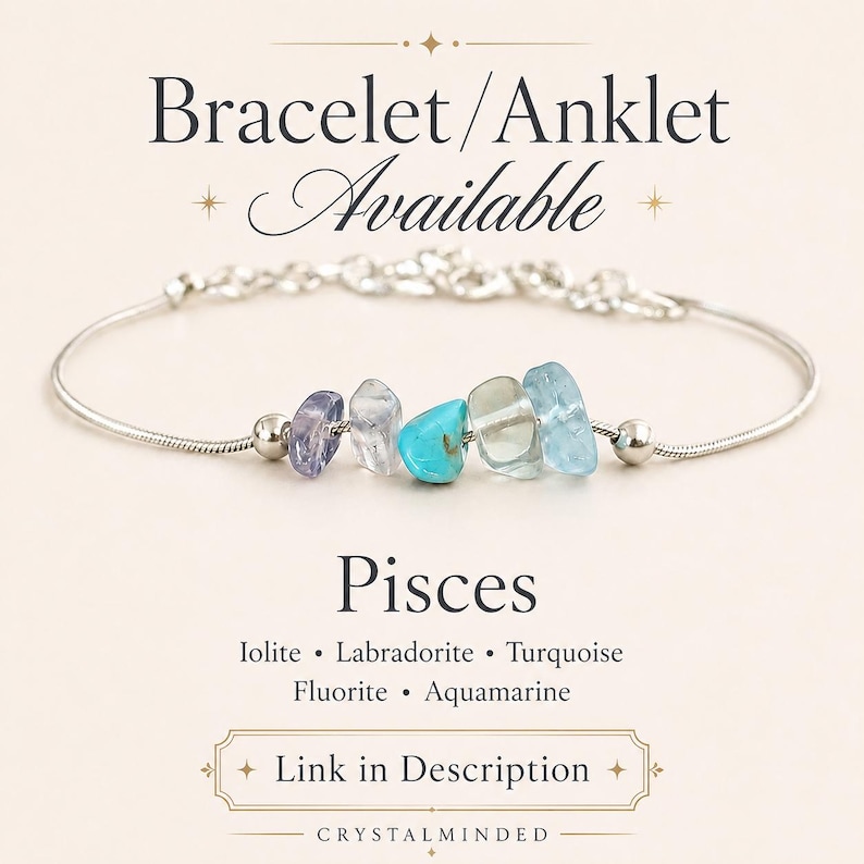 Fiskarna Halsband Stjärntecken Halsband Råa Kristaller bild 10