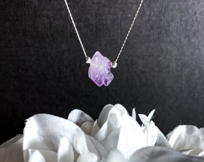 Raw Amethyst Point empath jewelry, amethyst choker, February Birthstone