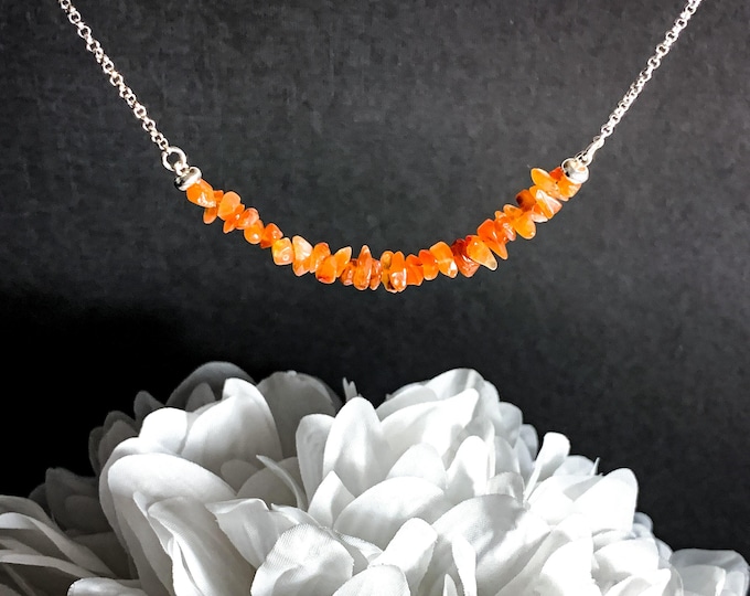 Carnelian Necklace, Real Carnelian Crystal Necklace, Choker Necklaces for Women, Natural Carnelian Courage Energy Gifts for Mom, Mom Gift