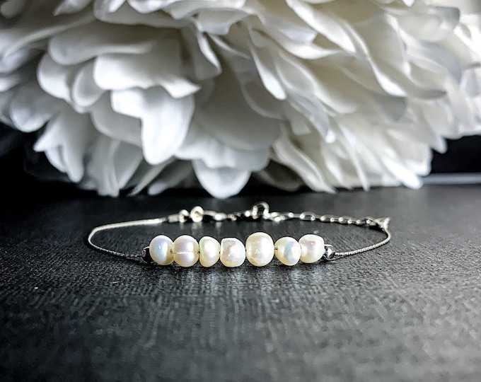 Real Pearls Dainty Anklet, Tiny Pearls Silver Anklet, Bracelet Femme, June Birthstone