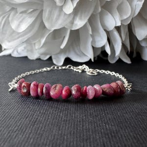 Roher Rubin Armband - Rohkristall Fußkettchen - Sterling Silber oder 14K Gold Filled