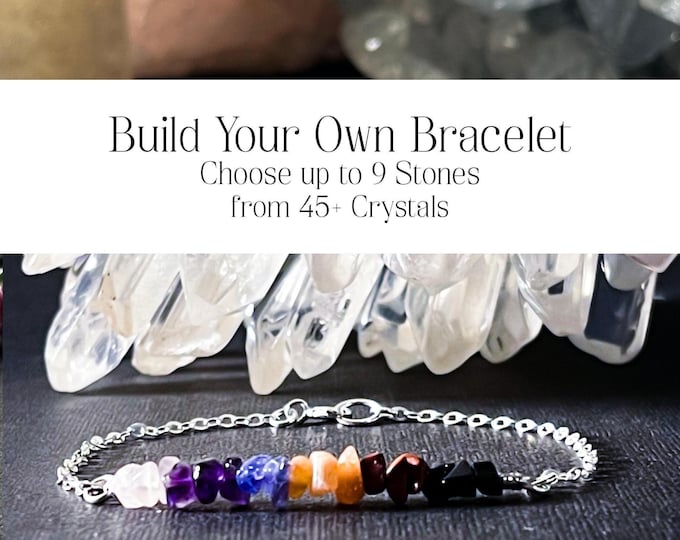 Mix and Match Custom Crystal Bracelet, Personalized Healing Raw Crystals Intentions Design Your Own