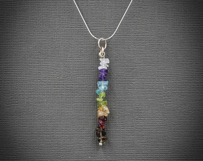 7 Chakra Necklace Mindfulness Gift, Chakra Pendant gem bar necklace, beaded bar necklace