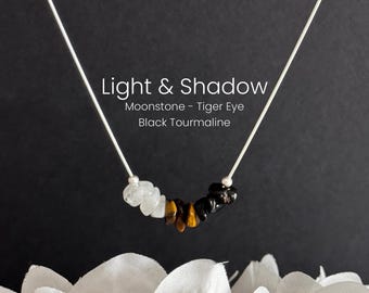 Light and Shadow Work Raw Crystal Necklace Sterling Silver or 14K Gold Filled