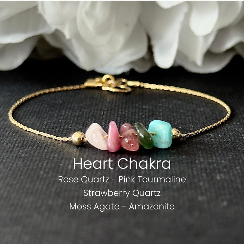 This heart chakra crystal bracelet or anklet supports emotional balance and spiritual wellness with Rose Quartz and Moss Agate gemstones. Available in Gold Filled or Sterling Silver, it’s a meaningful accessory for meditation, yoga, and everyday wear.