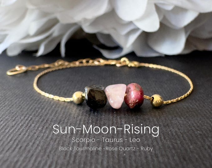 Personalized Zodiac Bracelet or Anklet, Sun Moon & Rising Sign