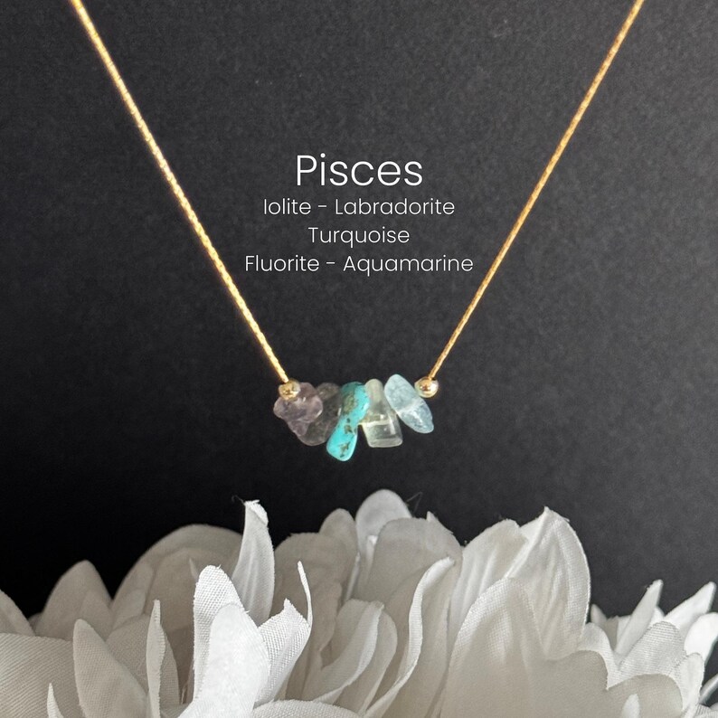 Fiskarna Halsband Stjärntecken Halsband Råa Kristaller bild 14