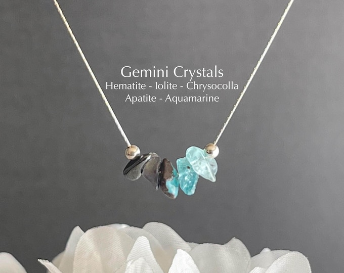 Gemini Necklace Raw Crystals Zodiac Sign Astrology Choker Crystal Jewelry