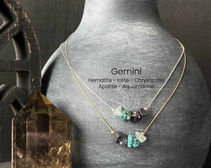 Gemini Necklace Crystal Zodiac Necklace Personalized Minimalist Jewelry