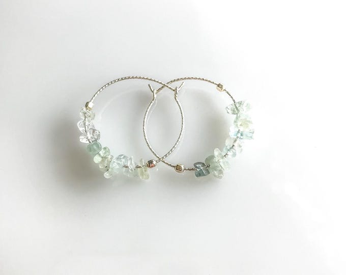Aquamarine Earrings Raw Crystal Earrings Anxiety Jewelry Throat Chakra Encouragement Gift