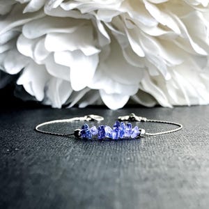 Raw Tanzanite Bracelet Dainty Anklet, December Birthstone Tanzanite Crystal, aura cleansing