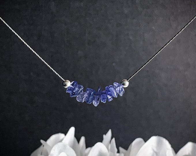 Raw Tanzanite Necklace, Aura Cleansing, anxiety crystals, December Birthstone