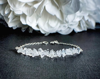 Clear Quartz Bracelet Gemstone Bracelet Anxiety Bracelet Raw Quartz Bracelet Positive Energy Stackable Bracelets Energy Bracelet anxiety