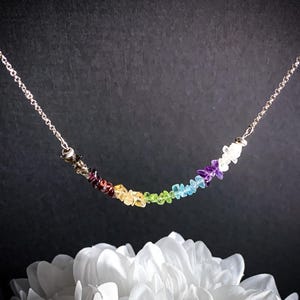 7 Chakras Necklace Raw Crystals Choker, Stress-Relief Jewelry, Protective Chakra Silver Gemstone Necklace, Wife gift, gifts for Mom birthday