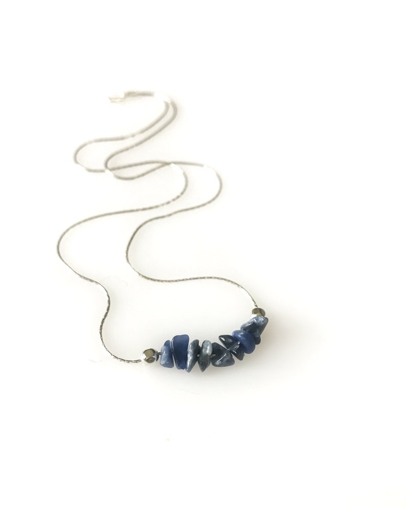 Sodalite Necklace Anxiety Relief Anxiety Necklace Crystal Necklace Blue Necklace Throat Chakra Choker Necklace Healing Crystals